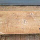 French country style cast iron garden bench with old barn wood plank