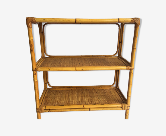 Console étagère vintage en rotin