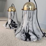 Glass pendant lights by Peill & Putzler, Petunia model 1970