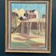 Original Swedish Oil on Panel – "Huts Behind the Trees" – Signed – Vintage & Framed – 51 × 43 cm (20.1" × 16.9")