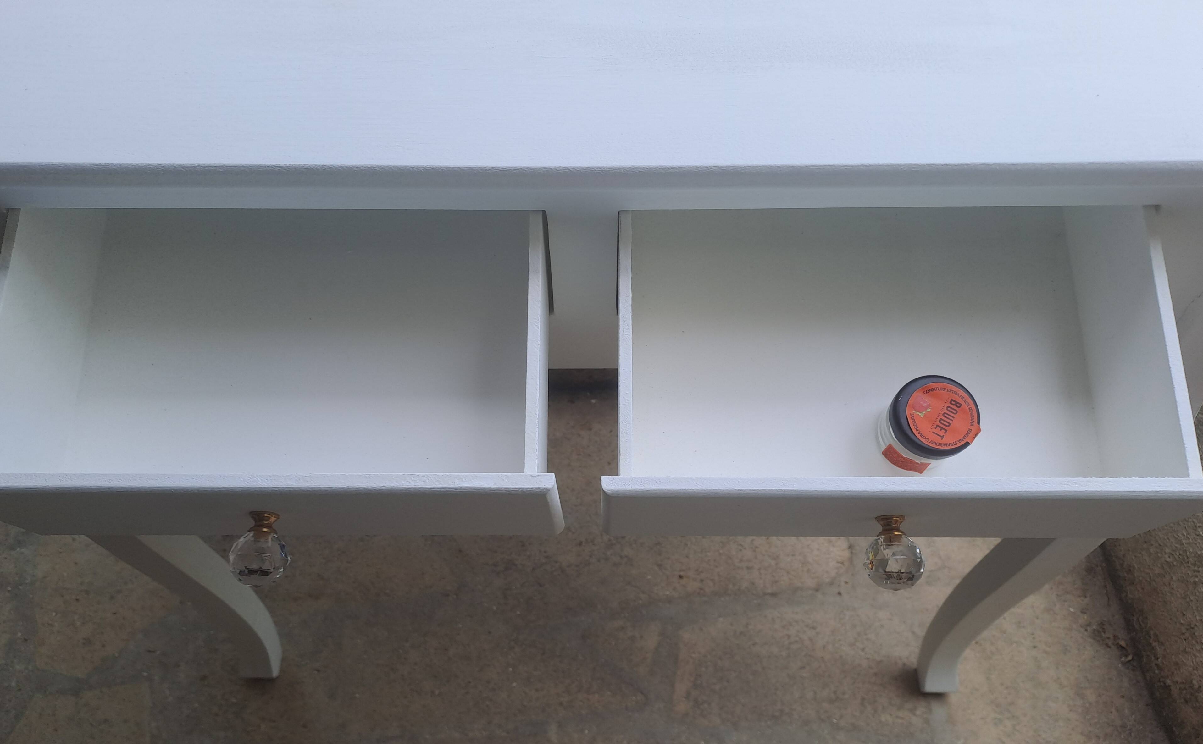 Dressing table console in white painted wood France 2000 / vintage retro classic bedroom decoration