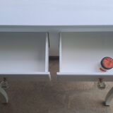 Dressing table console in white painted wood France 2000 / vintage retro classic bedroom decoration