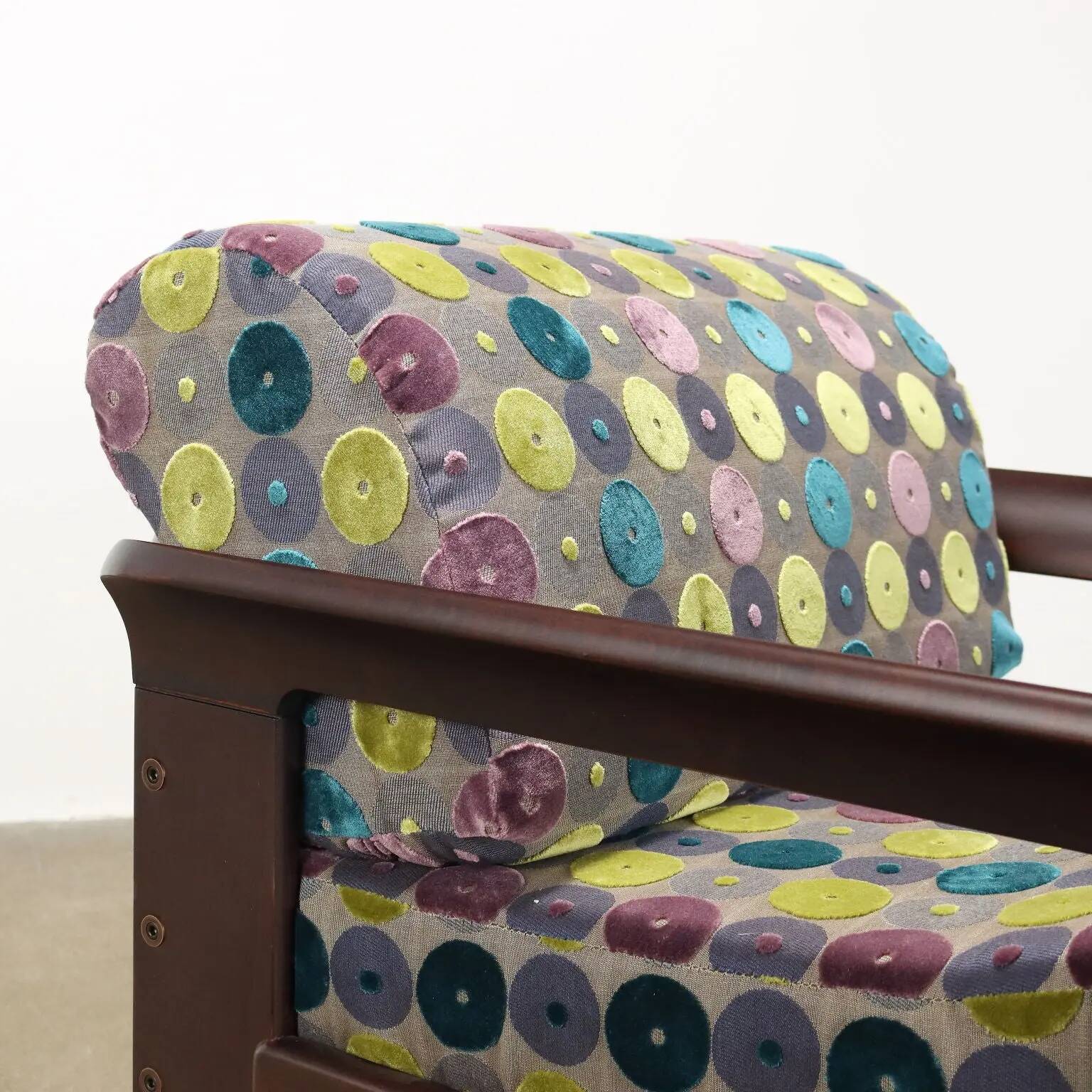 Vintage armchair in beech and fabric, Italy, 1970s