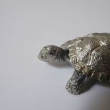 Small box in the shape of a silver metal turtle