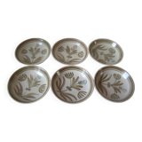 Set of 6 old Longchamp soup plates in ceramic/stoneware with floral decoration