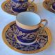 6 litron cups and saucers - oven blue and gold - Limoges porcelain