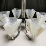 Petitot art deco chandelier, opalescent glass