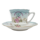 Art Nouveau coffee cup and saucer from Tielsch, Poland, 1950s, set of 2