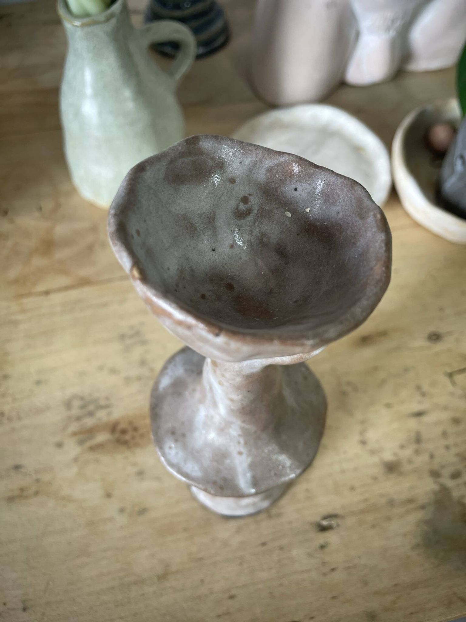Ceramic candlestick in an organic shape