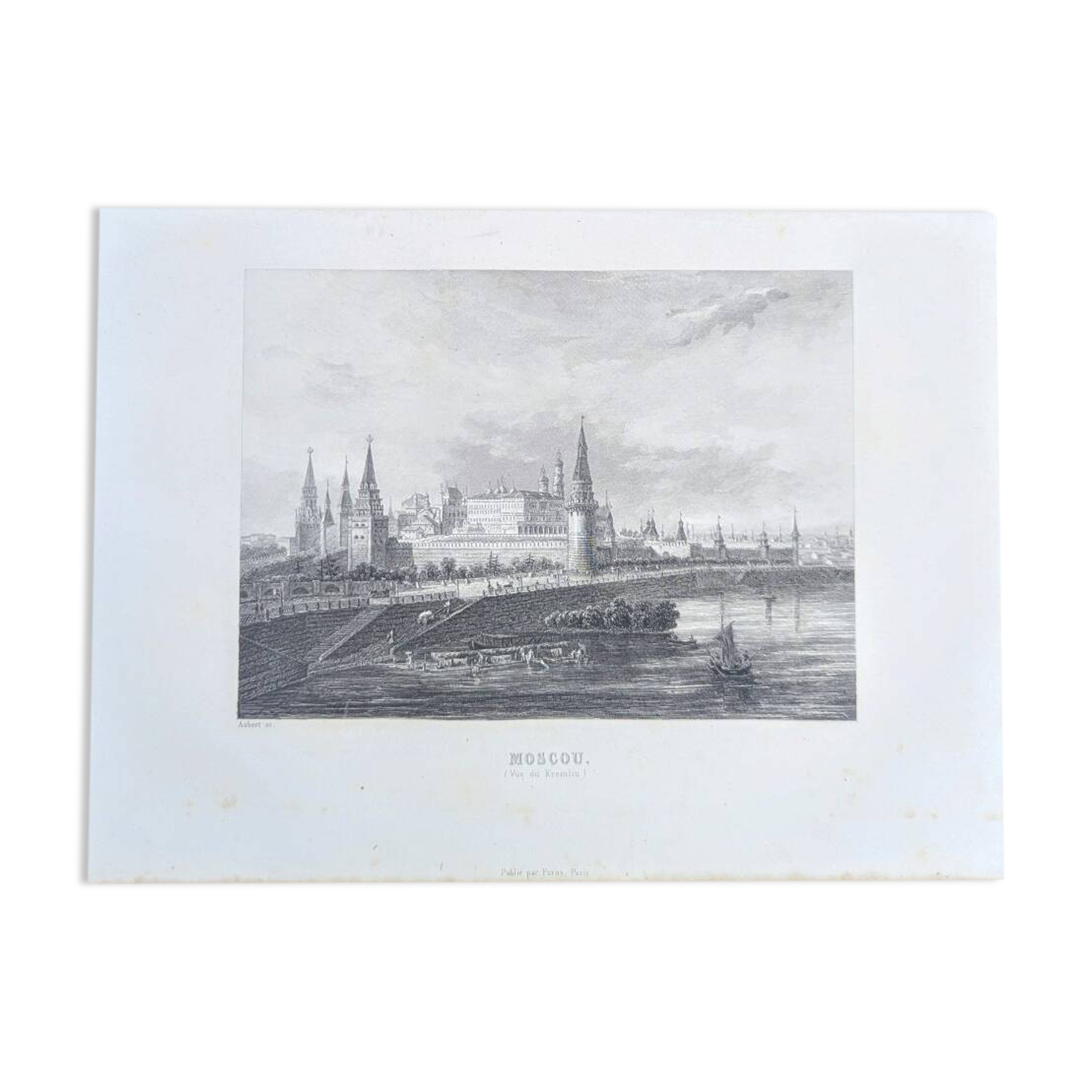 Moscow, Russia, old engraving, printed in 1841.