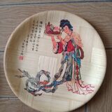 4 bamboo plates with Asian decor