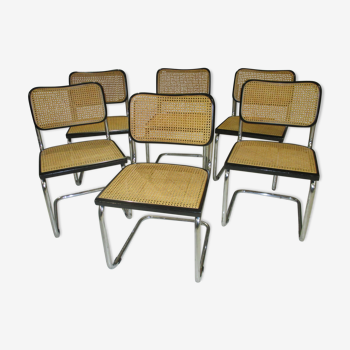 Suite de chaises cesca B32 de Marcel Breuer années 1980