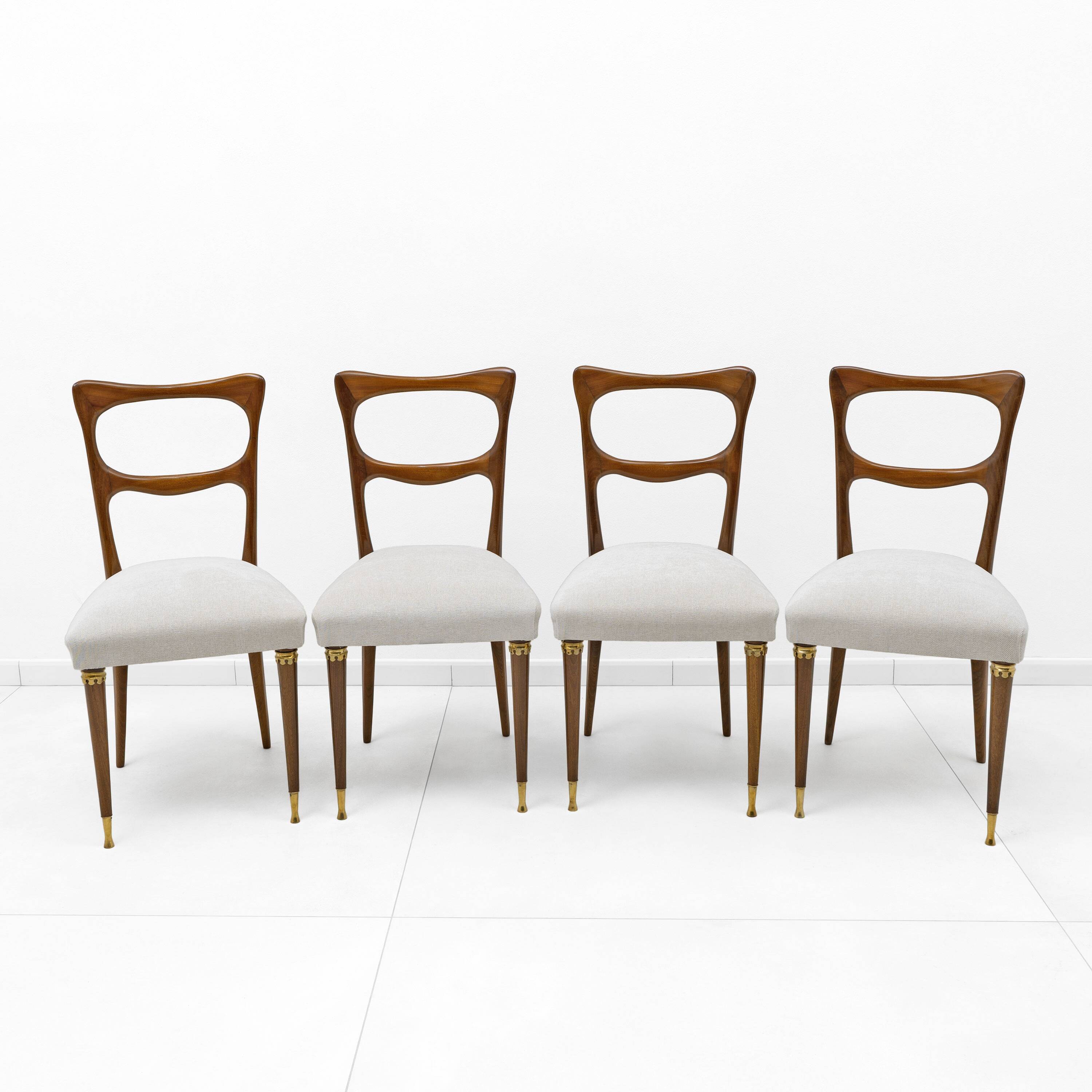 Attributed to Paolo Buffa Mid-Century Modern Dinning Chairs, 1950s, Set of