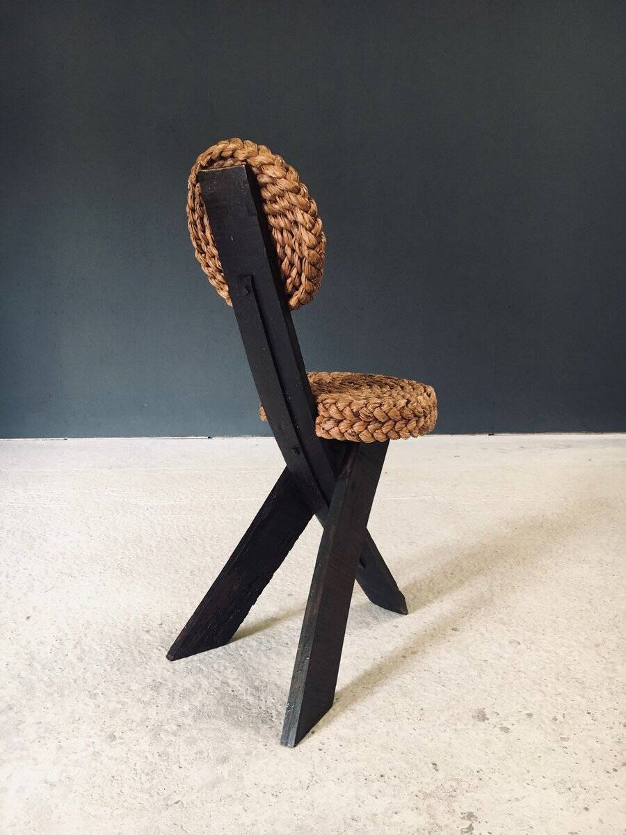 Mediterranean Tripod Side Chairs by Audoux Minet, France, 1950s, Set of 2