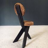 Mediterranean Tripod Side Chairs by Audoux Minet, France, 1950s, Set of 2