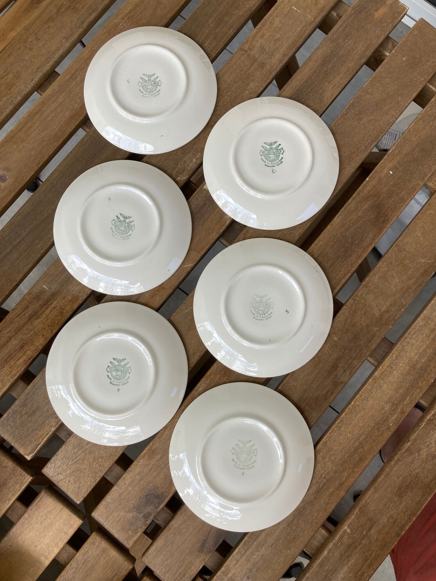 6 cups and sub-cups Villeroy and Boch "little golden flowers" 50s