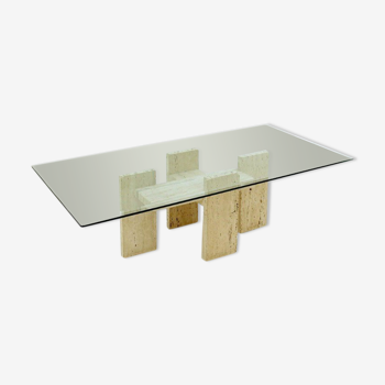 Travertine coffee table by Willy Ballez Belgium 1970