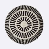 Coussin rond en laine à motifs blanc