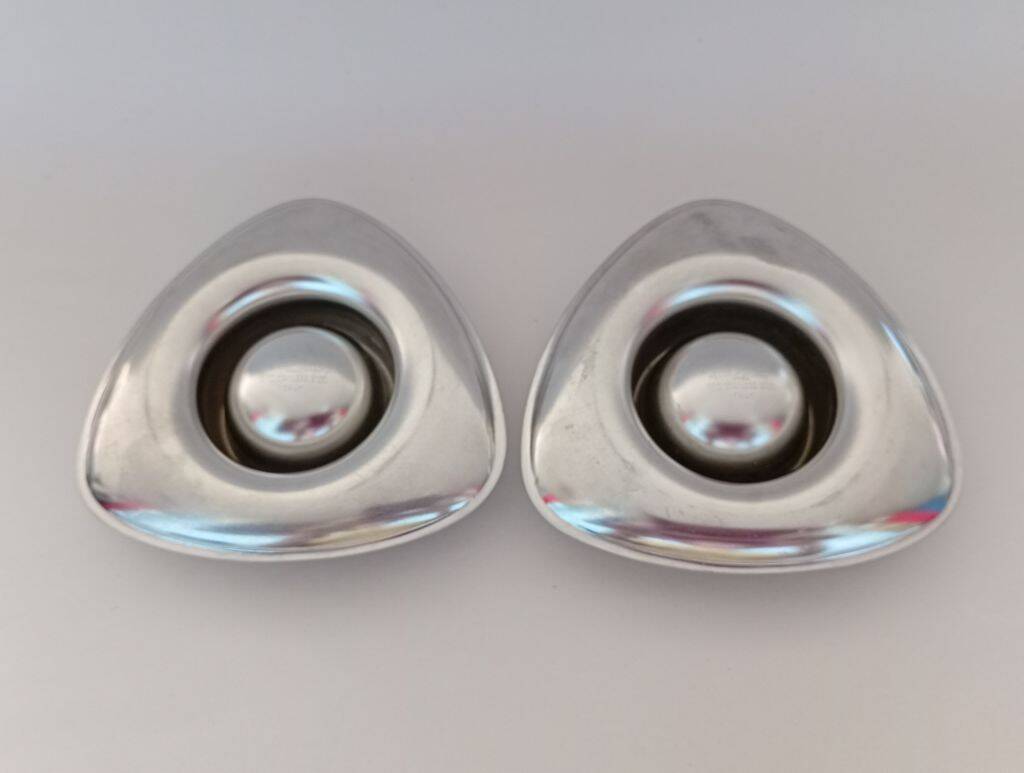 Alessi Egg Cup Carlo Mazzeri & Anselmo Vitale Stainless Steel Pair