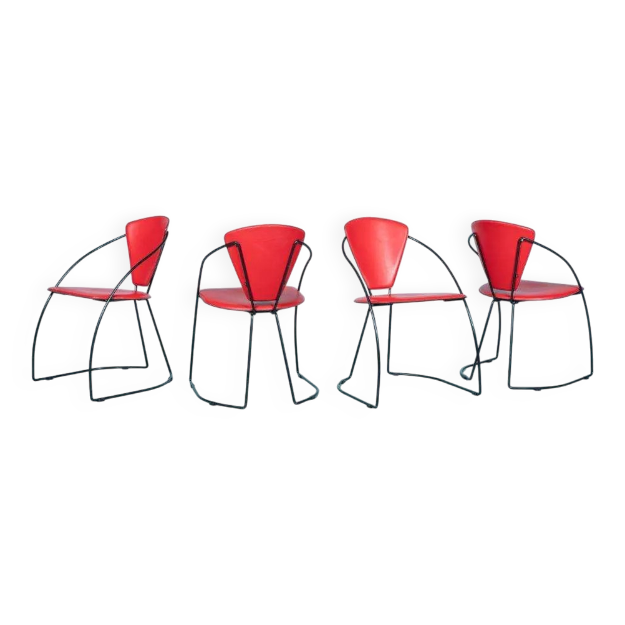 Ensemble de 4 chaises Linda, design italien des années 1980.