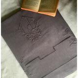 Ancient sheet in linen and cotton dyed in blueberry