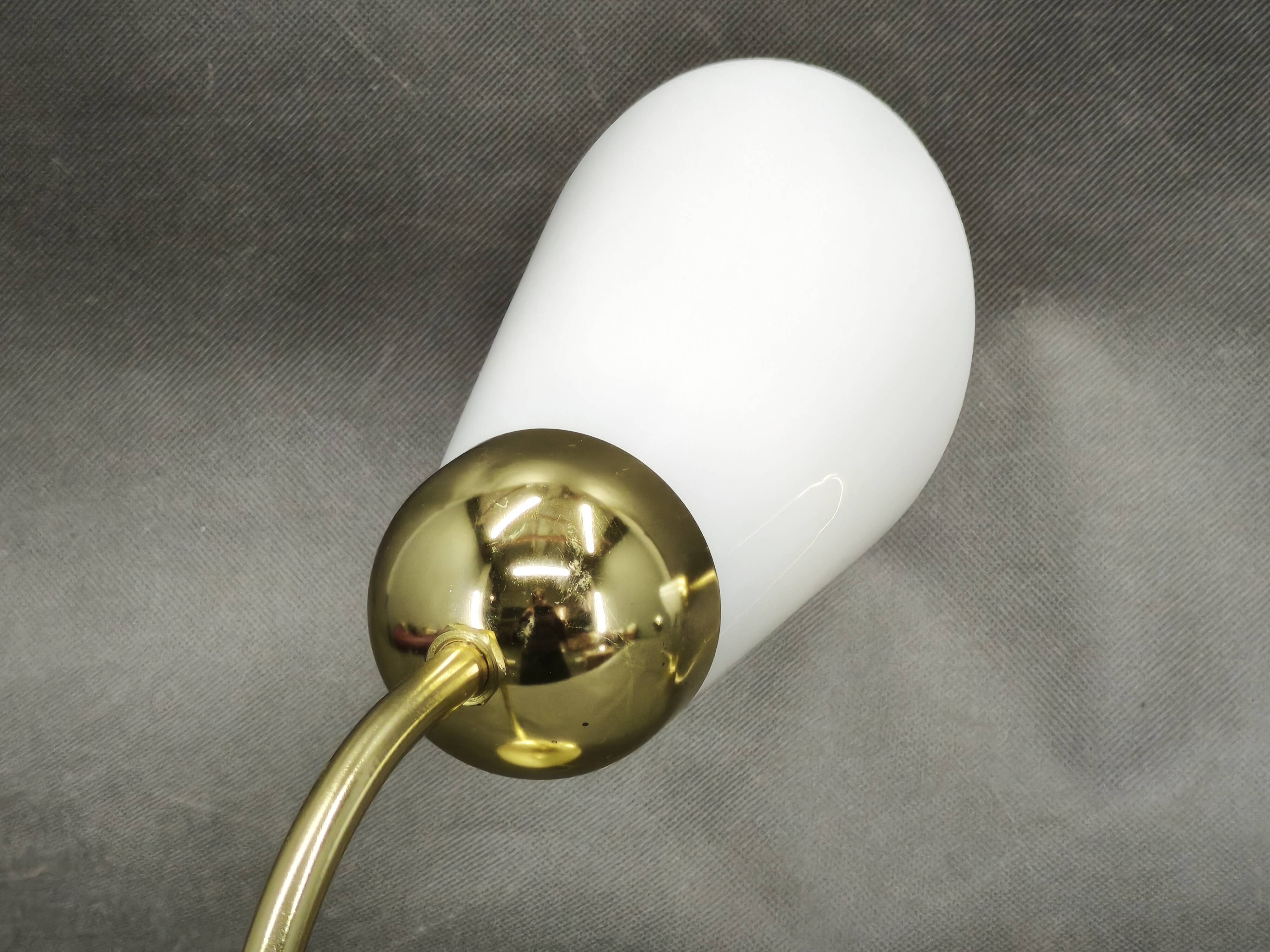 Pair of Brass Opaline Wall Lights by Kamenický Šenov, 1970s