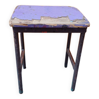 Vintage industrial wood steel stool 1960 n°2 purple