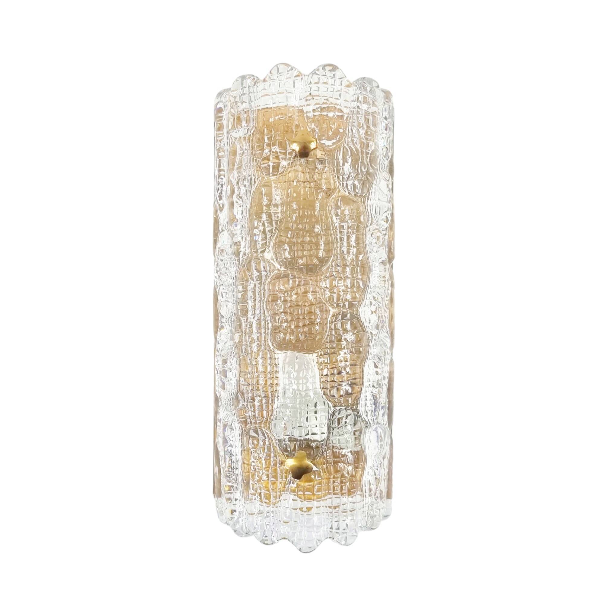 Scandinavian Glass & Brass Wall Light/Sconce by Carl Fagerlund for Orrefors & Lyfa, 1960s