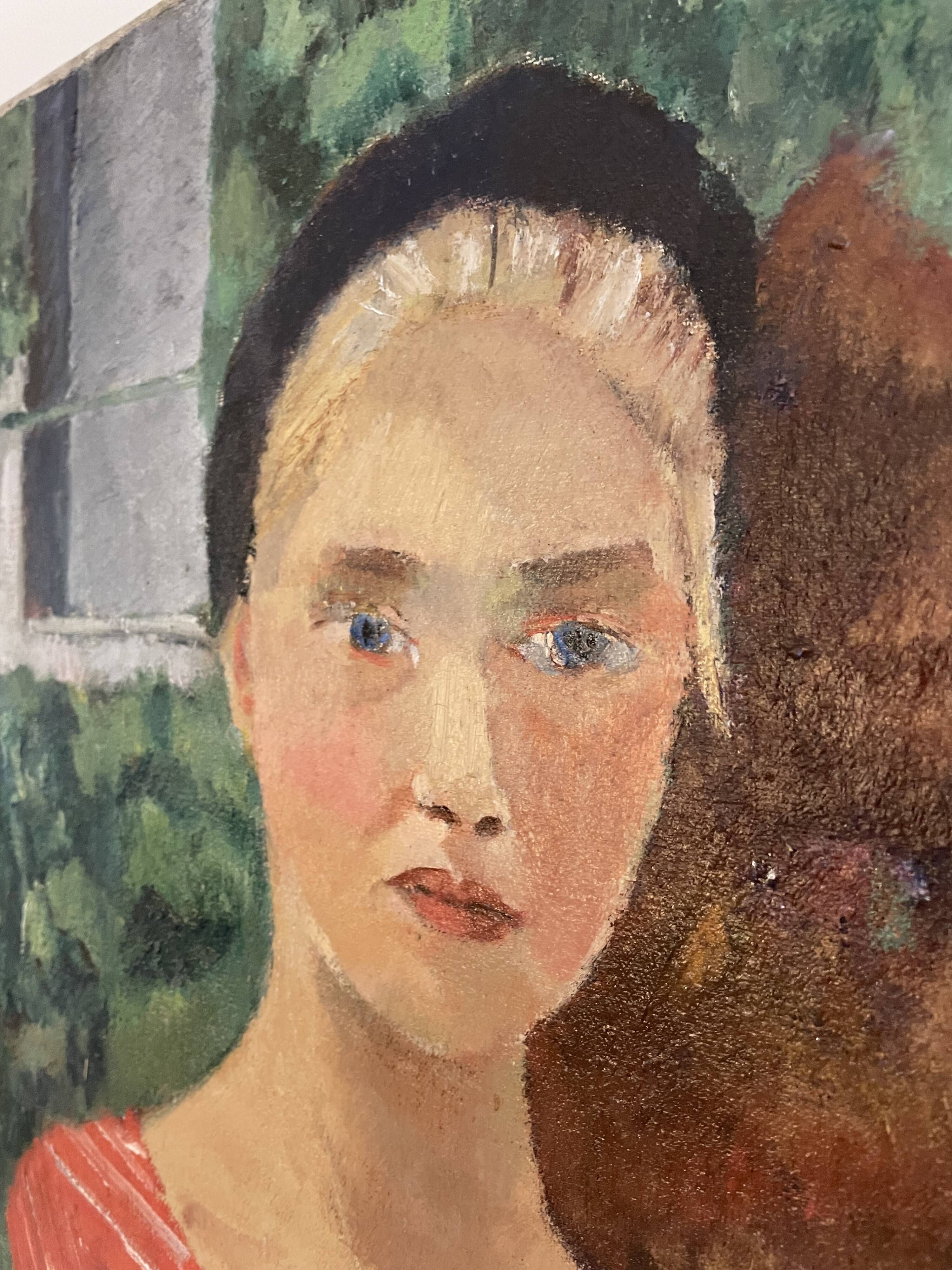 Portrait of a woman, Oil on canvas, Th. Lantz