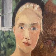 Portrait de femme, Huile sur toile, Th. Lantz