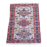 Ancien tapis laine rouge et motif géométrique