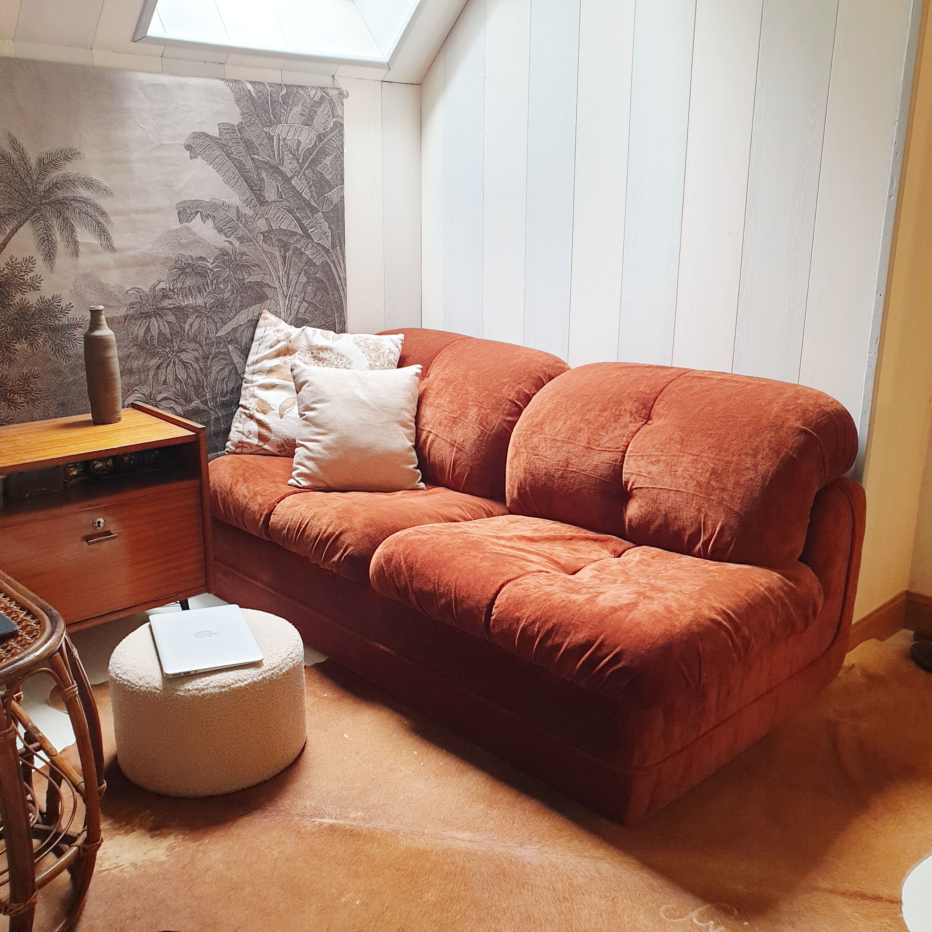 Sofa (bed) vintage Italian terracotta 70s