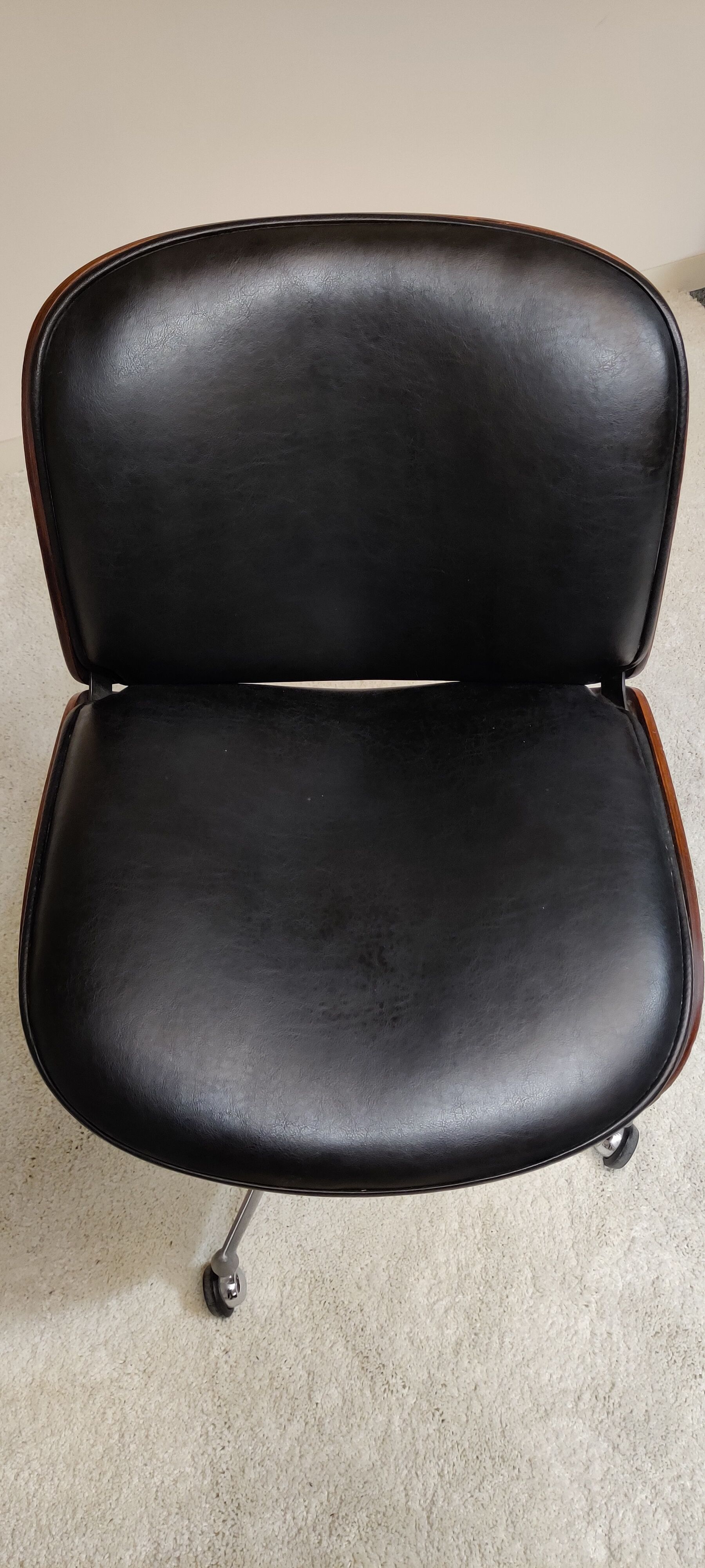 Black leather desk chair by Ico Parisi for MIM Roma
