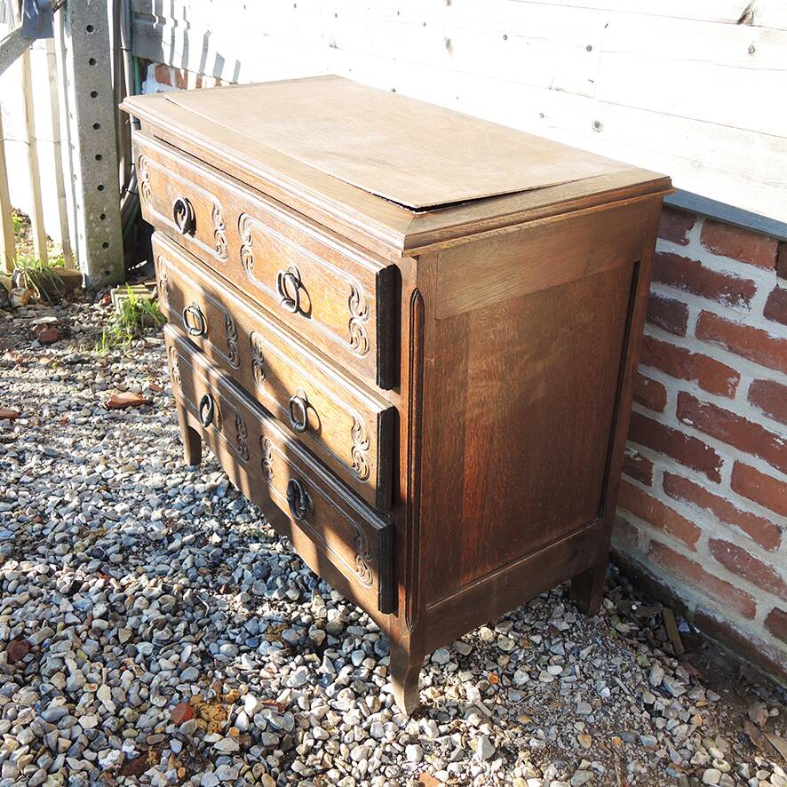 Antique 3-drawer wooden chest of drawers