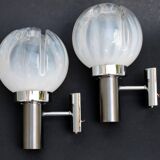 Pair of wall lamps Mazzega opalescent Murano Italy