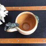 Mug cup with laughing face in sandstone Sylvain Sttublet vintage ceramic 1950