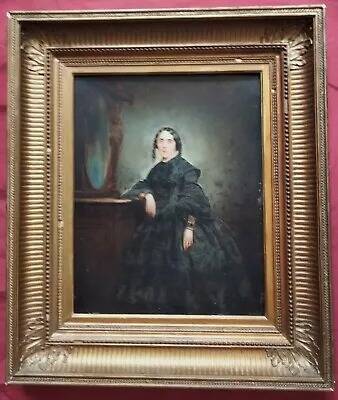 19th Century Master Portrait of a Elegant Woman Oil Painting