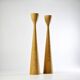 Pair of teak candle holders