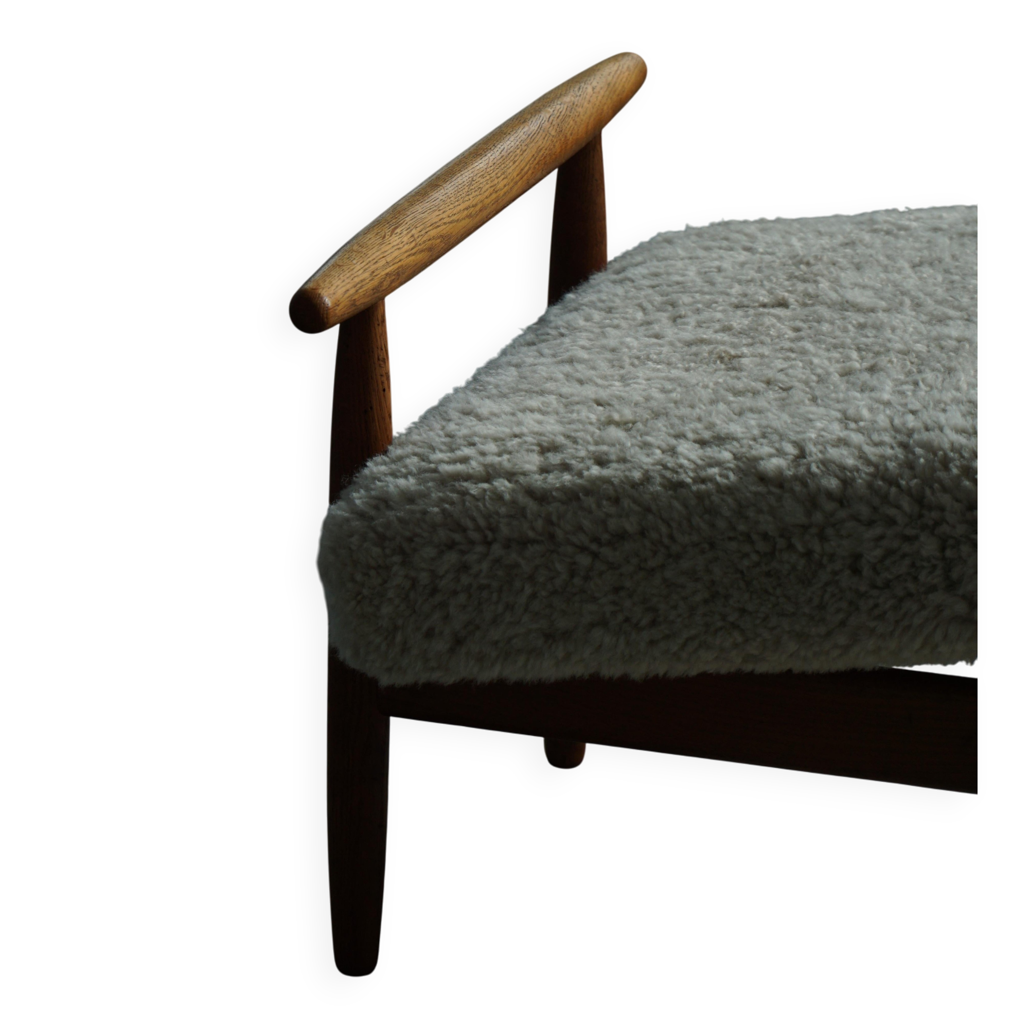 Eivind A. Johansen, oak footrest with light lambswool padding for FDB Møbler
