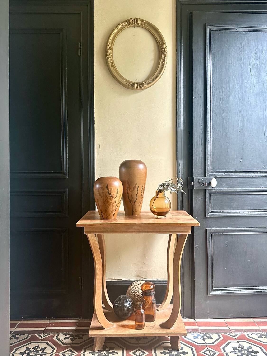 Pair of wooden vases