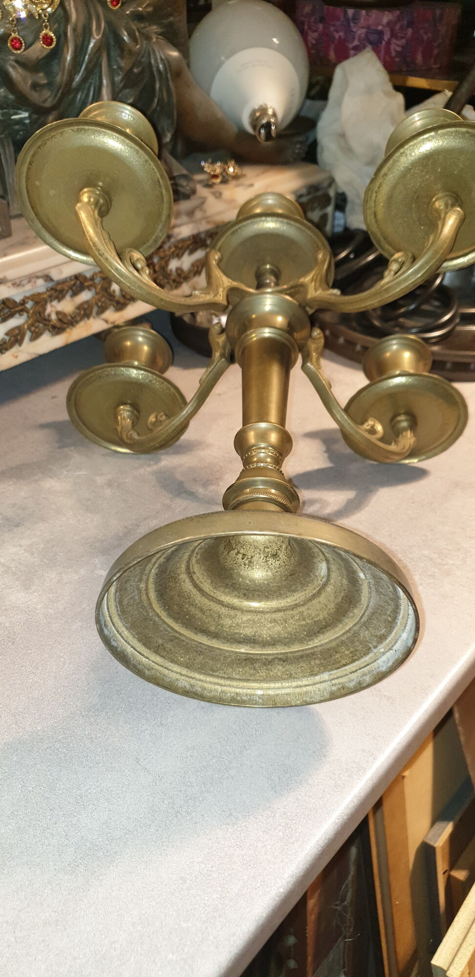 Pair of candlesticks candlesticks candelabres golden brass