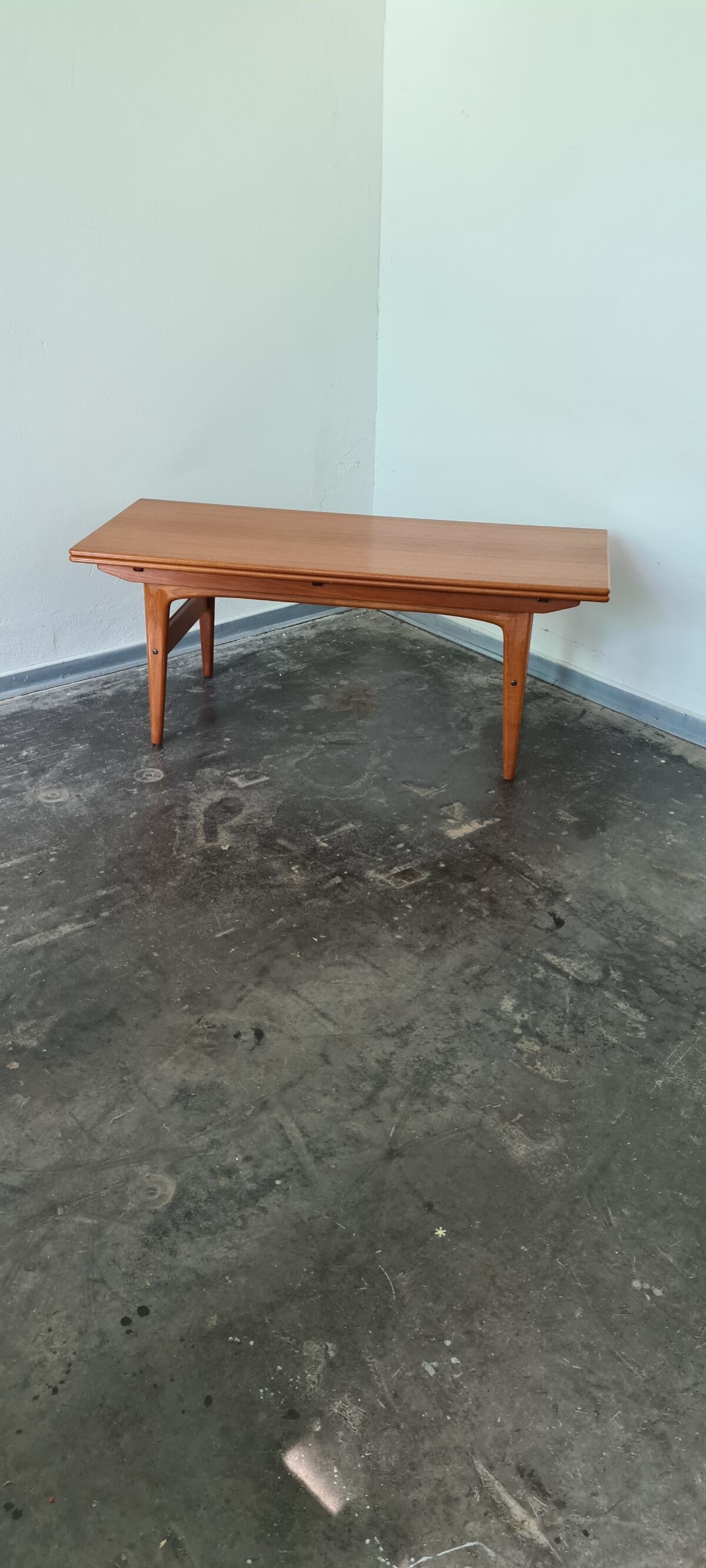 Vintage teak Danish Design adjustable table by Trioh Denmark .