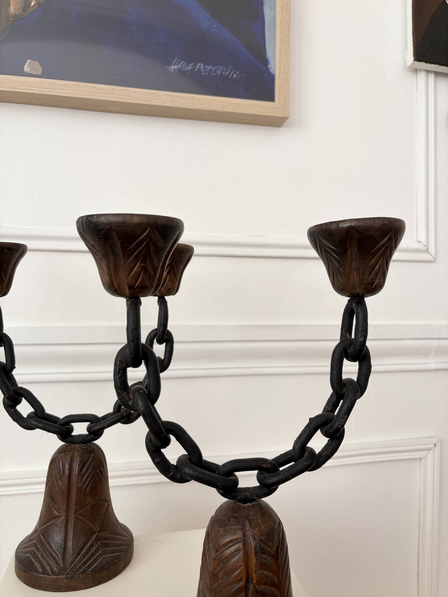 Brutalist pair of candlesticks
