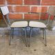 Pair of antique chrome metal chairs + white formica seat & back