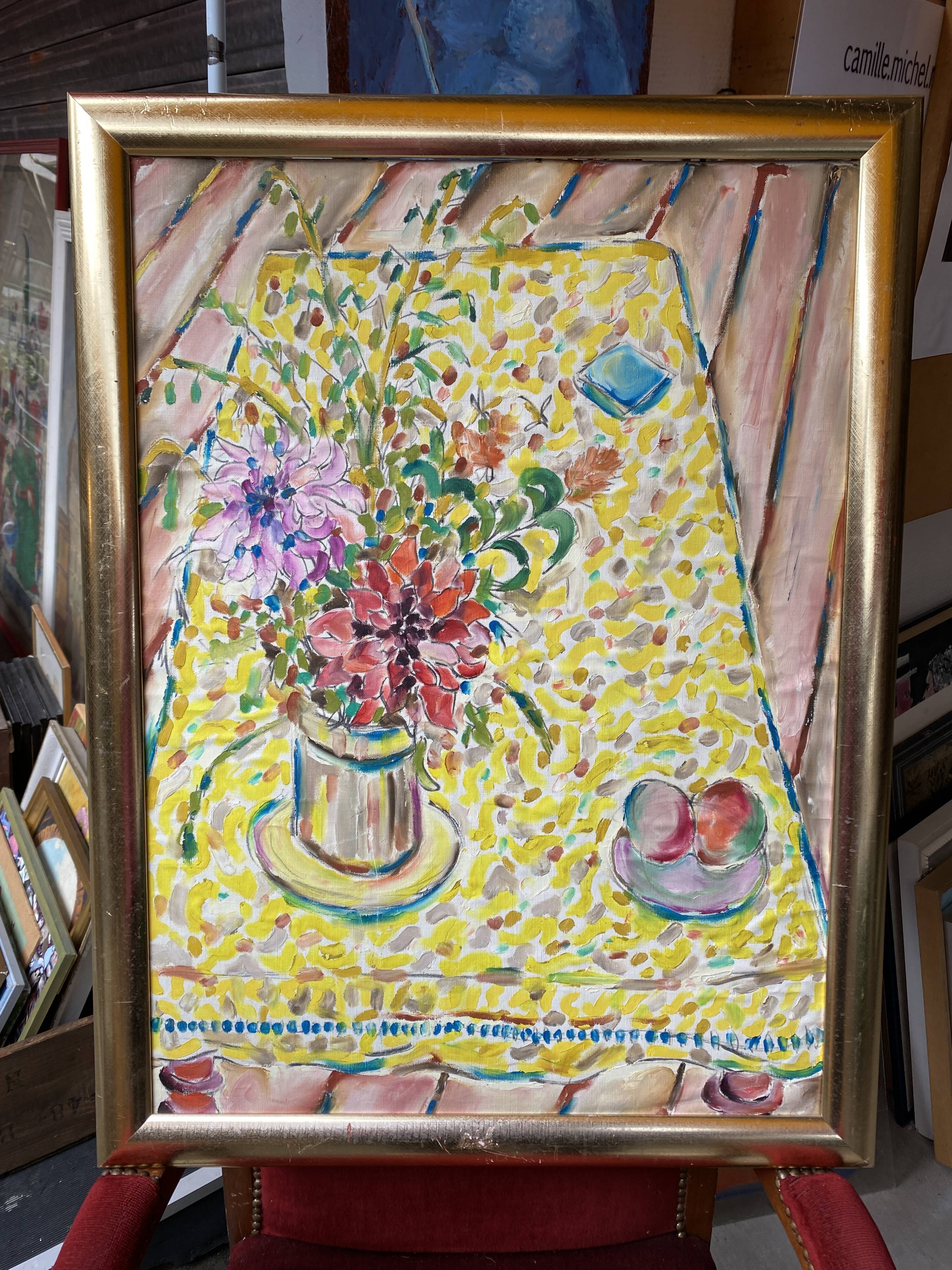 Still life with flowers and fruits