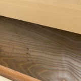 Vintage Bedside Table Jean-Claude Mahey - Beige Lacquer & Brass (Year)