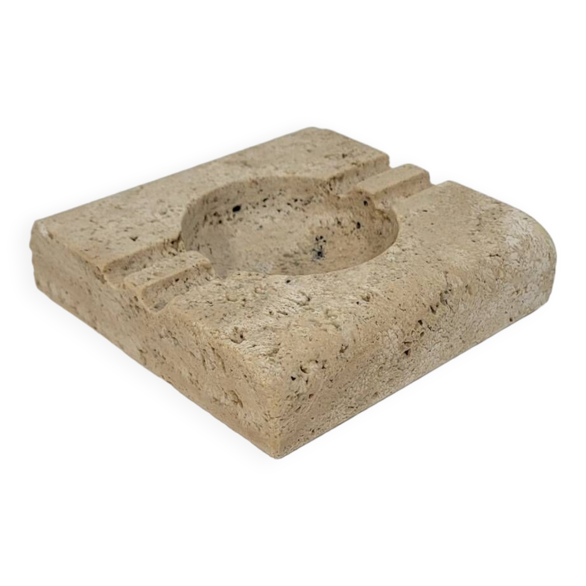 Large vintage travertine ashtray Fratelli Mannnelli Italy 1970s
