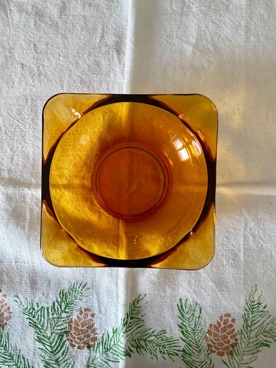 Vintage amber glass ashtray Duralex Saint Gobain