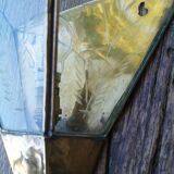 Handmade brass and engraved glass sconce