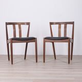 Pair of Vintage 60's Chairs in Teak Wood and Leather Danish Design